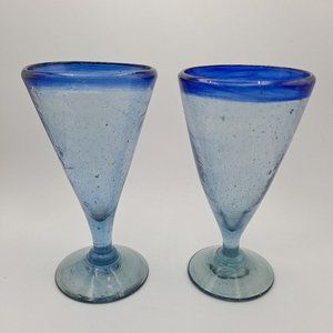 Cobalt Blue Rim Pilsner Ber Glasses (2)